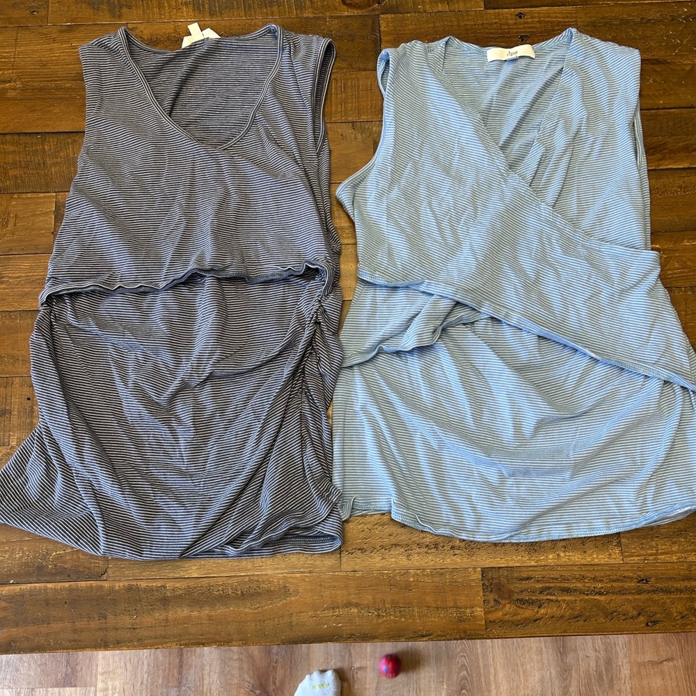 Ripe Striped Maternity/Nursing Tank Top - Blue & Light Blue
